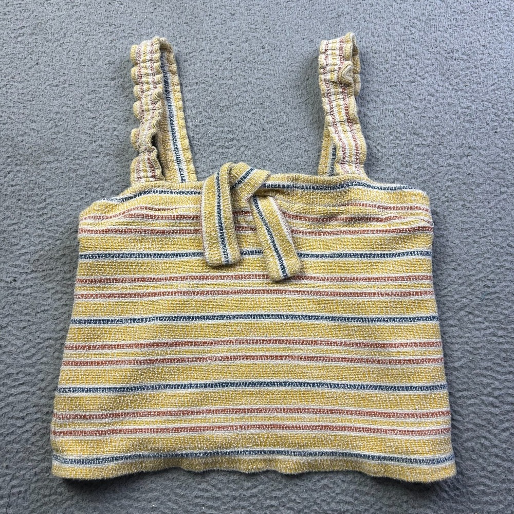 Madewell Texture Thread Tie Front Tank Top Womens Yellow Stripe Size Medium